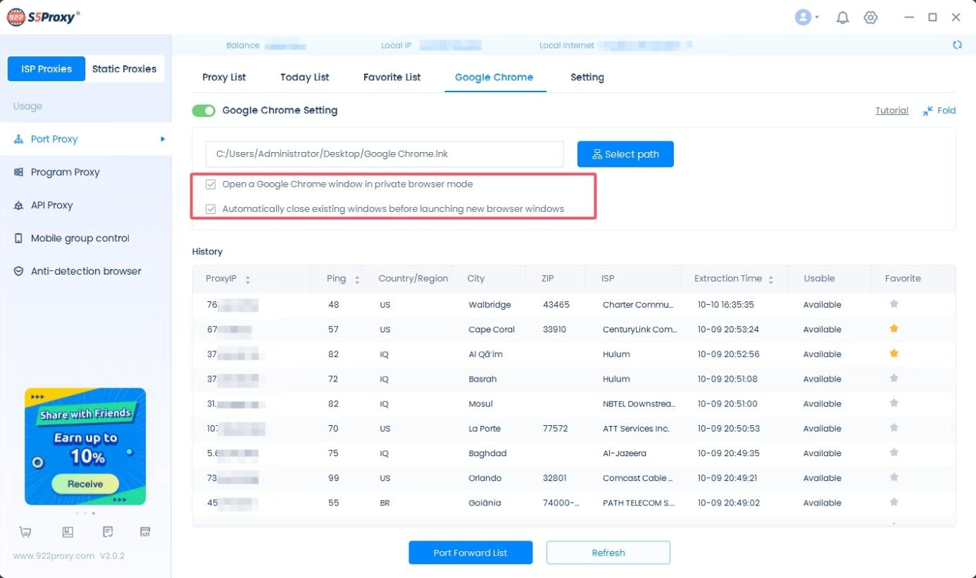 Cài đặt mở Chrome
