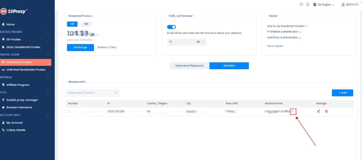 Sao chép IP Whitelist